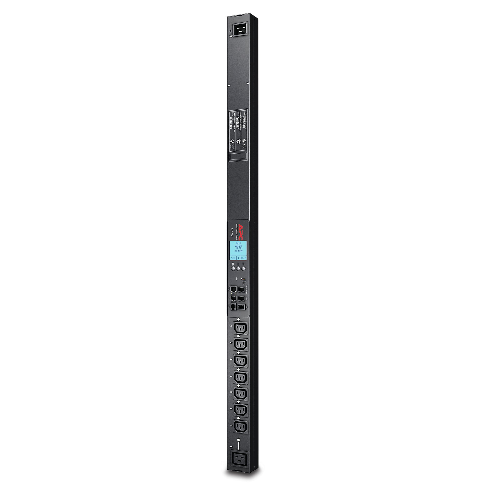 APC Switched Rack PDU 2G Zero U Rack AC 200/208/230V RS-232 input IEC 60309 16A output connectors 8 Black