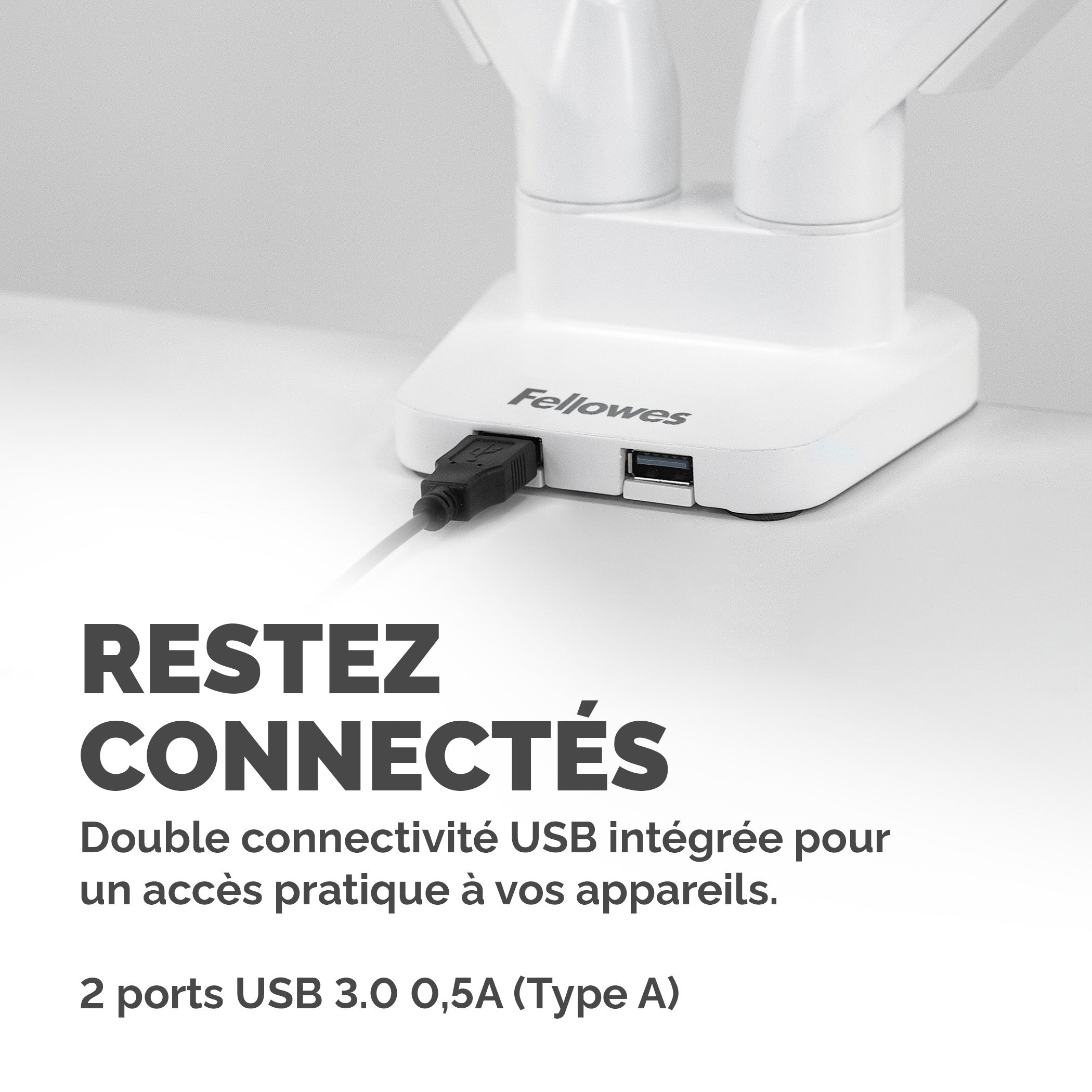 FELLOWES Bras Porte-Ecrans Double Blanc Platinum Series