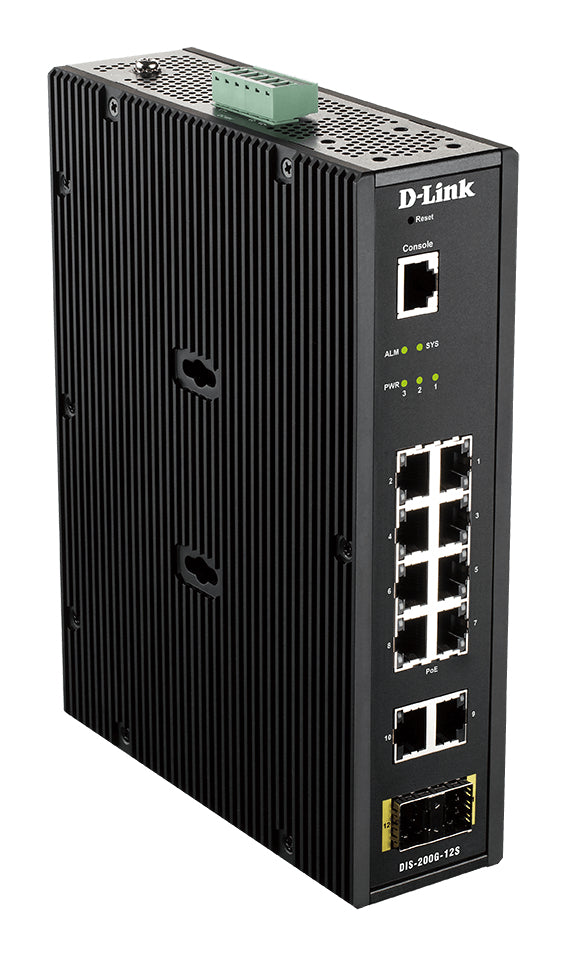 D-LINK 12 Port L2 Industrial Smart Managed Switch with 10 x 1GBaseTX ports and 2 x SFP ports