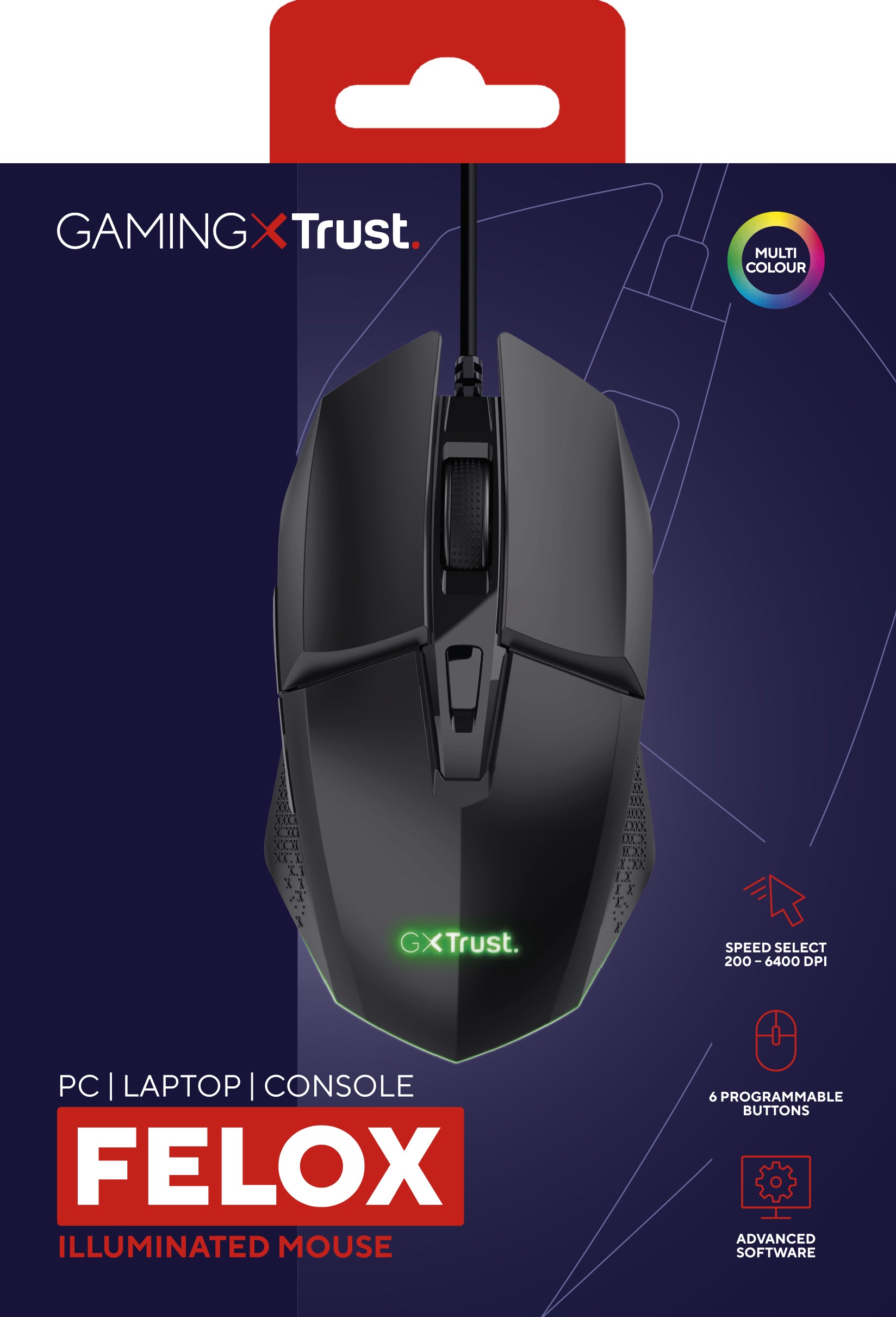 TRUST Souris gaming filaire FELOX rétroéclairée - Noire