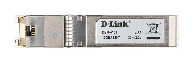 D-LINK 10G SFP+ RJ-45 Transceiver 10Gbit/s Full Duplex up to 30m Cat.6a Cable length at 10GBASE-T and up to 100m