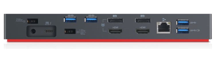 Lenovo 40AN0135EU station d'accueil Avec fil Thunderbolt 3 Noir, Rouge