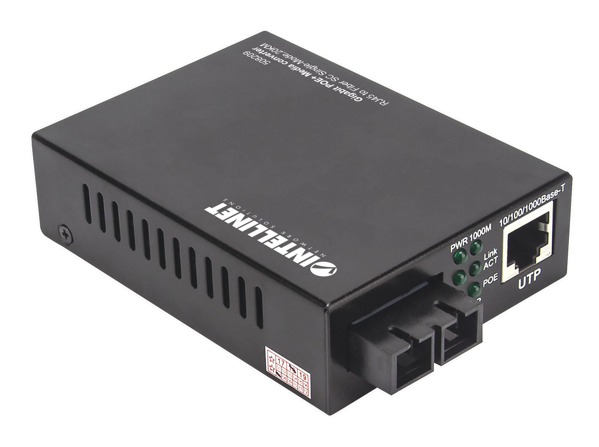 Intellinet 508209 convertisseur de support réseau 1000 Mbit/s 1310 nm Monomode Noir