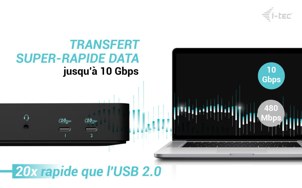 I-TEC USB-C Intelligent Triple Display Docking Station 1xHDMI 2xDP 1xGLAN 2xUSB-C Gen2 2xUSB-A Gen2 2xUSB-A Gen1 1xAudio/Mic PD 100W