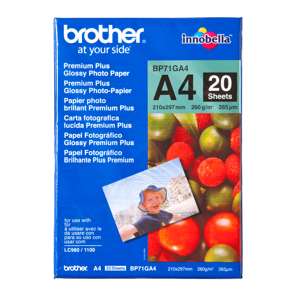 BROTHER brillant photo  papier blanc 260g/m2 A4 20 feuilles pack de 1