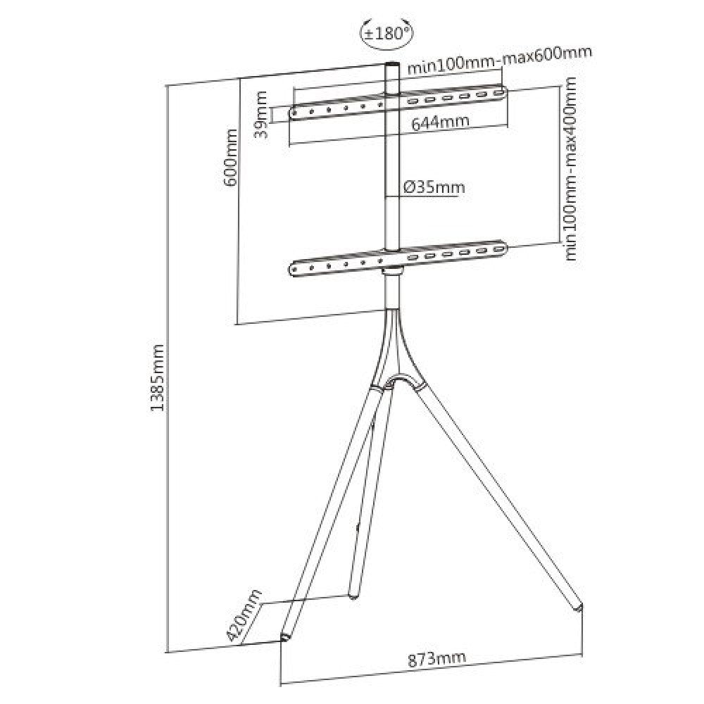 "Techly ICA-TR18SAM Support TV trépied réglable 45-65"" jusqu'a 32kg"