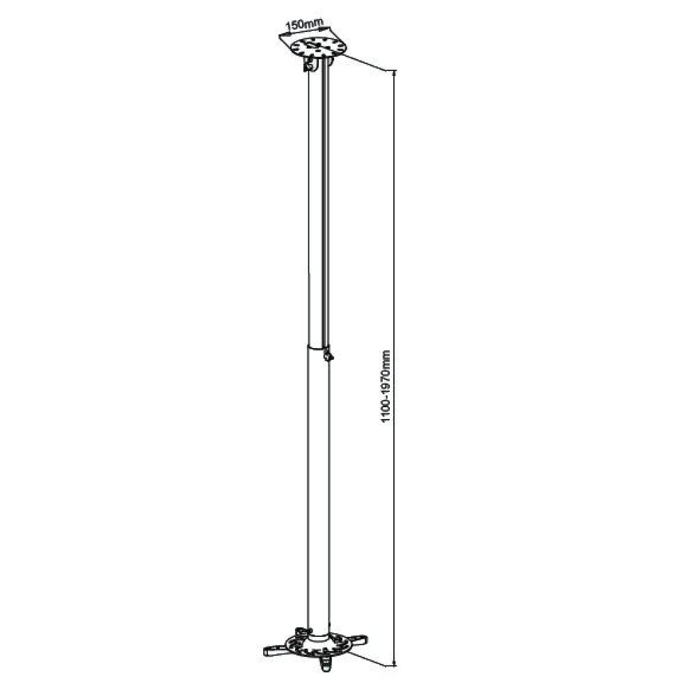 Support de projecteur Techly ICA-PM 104XL a montage au plafond 110-197cm rotatif argenté