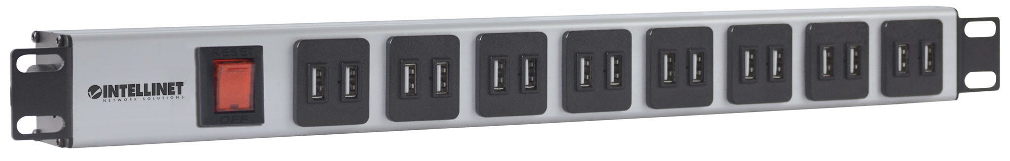 Intellinet 164580 unité de distribution d'énergie 1U Bleu, Gris