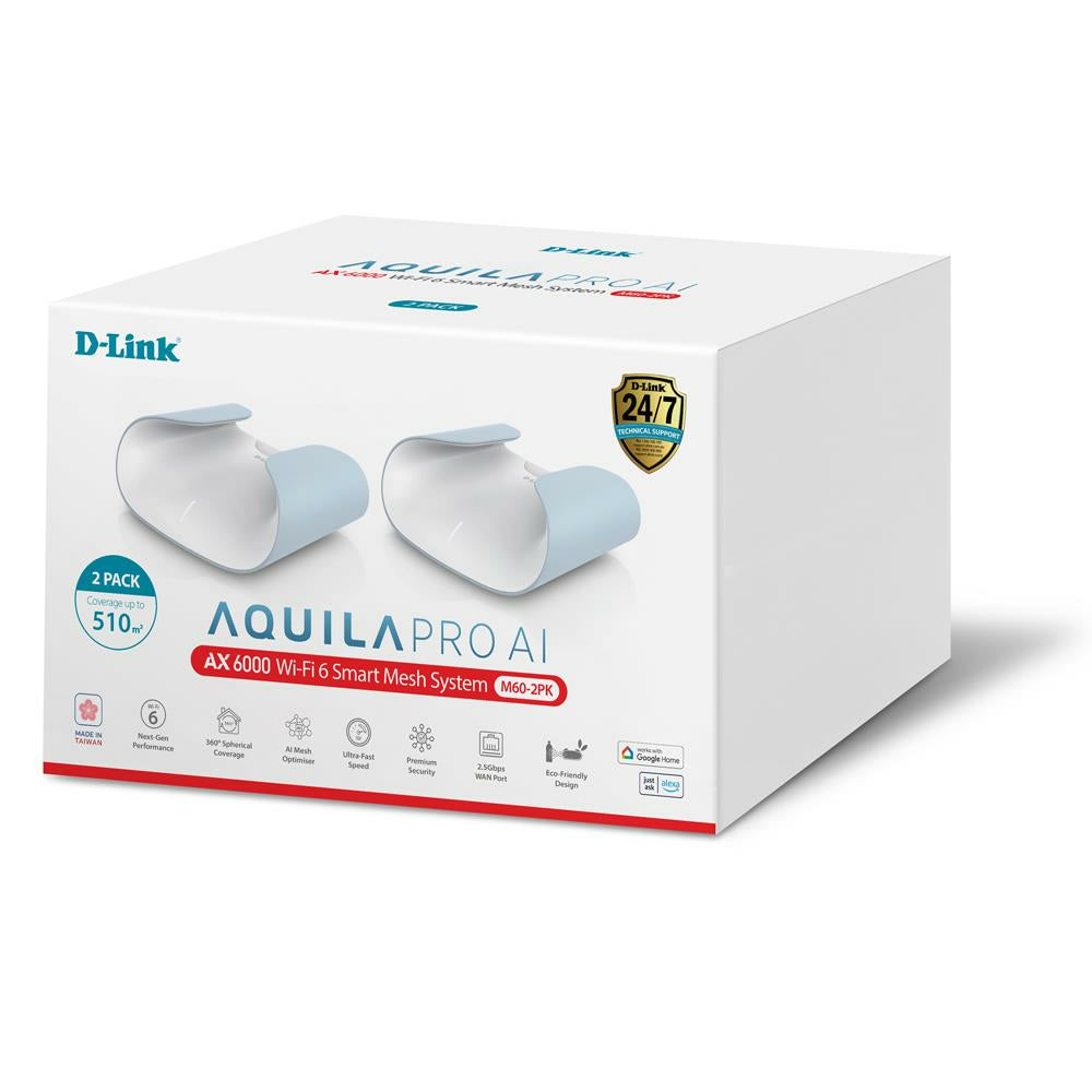 D-LINK MESH Wi-Fi 6 Eagle Pro AI AX6000 Router Pack of 2