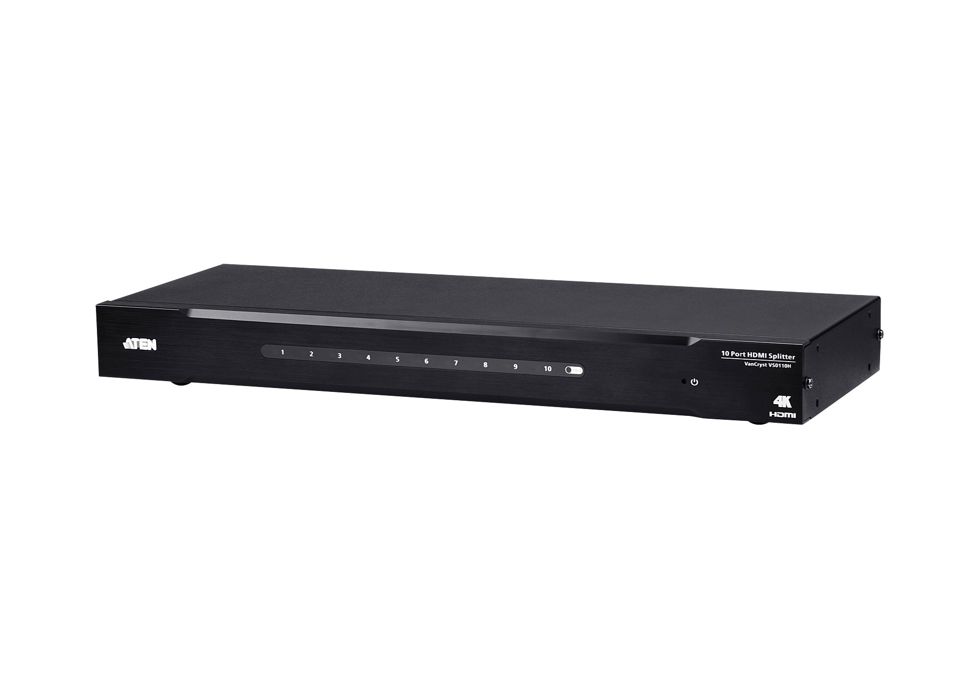 Répartiteur HDMI 4K a 10 ports - HDMI - 10x HDMI - 4096 x 2160 pixels - Noir - Métal - 4K Ultra HD