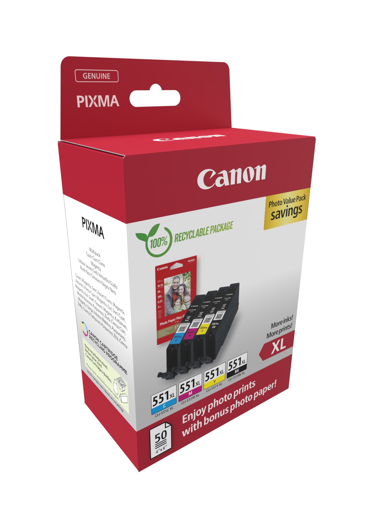 CANON CLI-551XL Ink Cartridge C/M/Y/BK + PHOTO PACK
