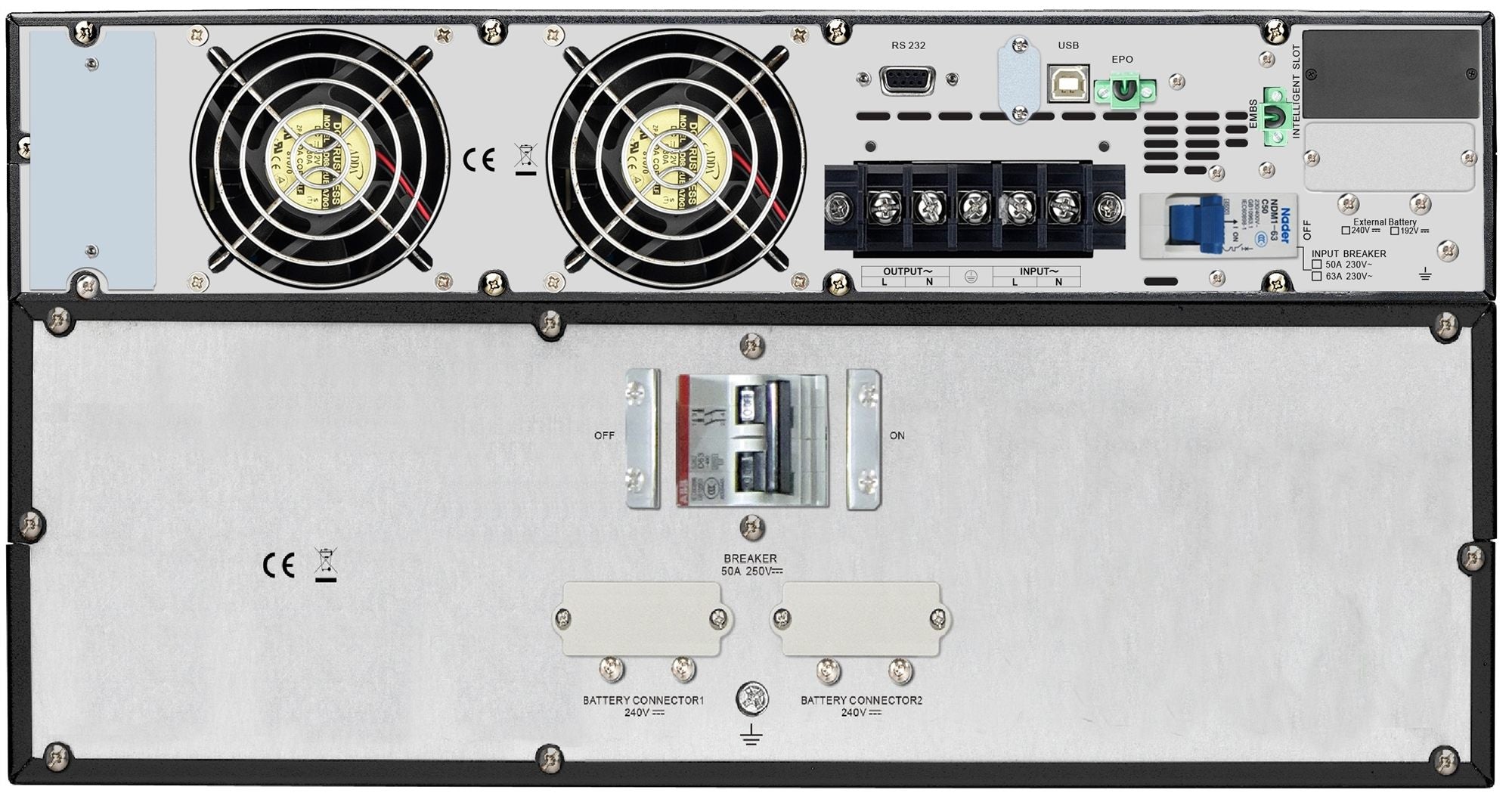 APC Easy UPS SRV SRV6KRILRK UPS Rack AC 220-240V 6000Watt 6000VA 1-phase USB RS-232 oc 1 2U with Rail Kit External Battery Pack