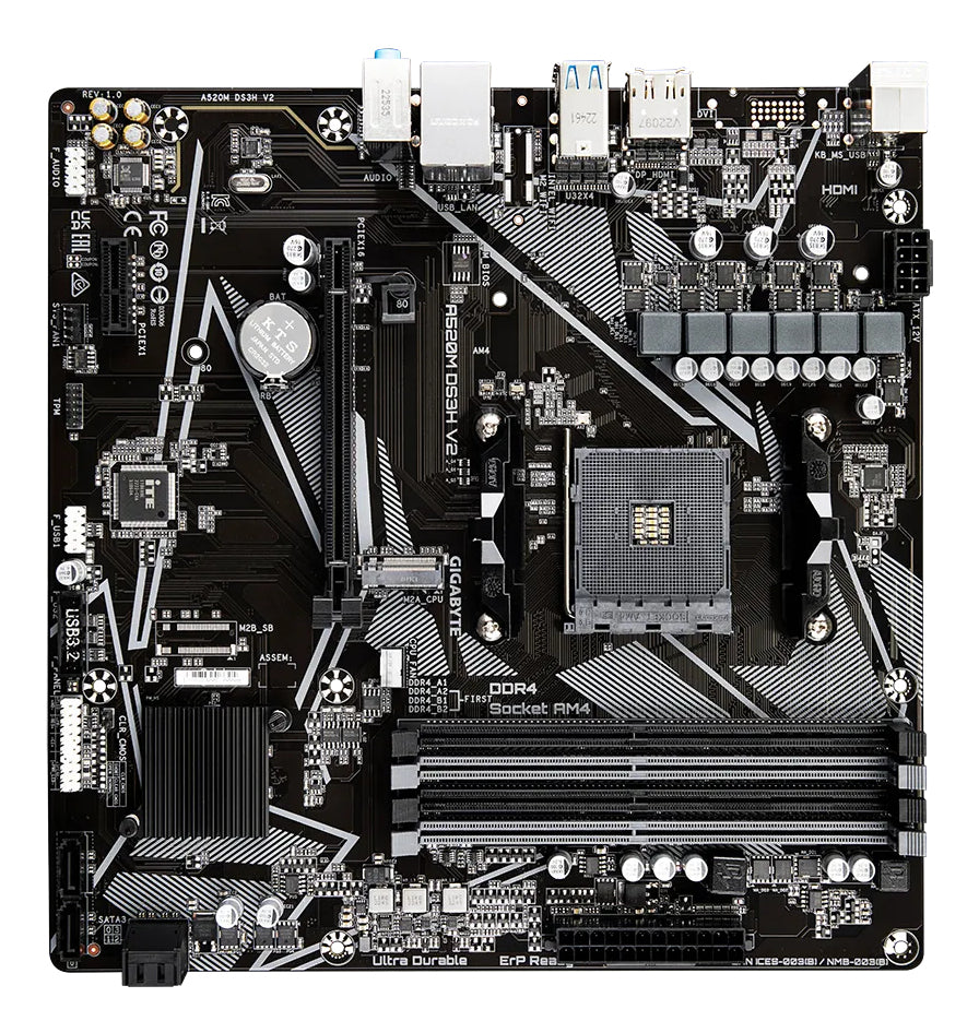 GIGABYTE A520M DS3H V2 carte mere Emplacement AM4 micro ATX