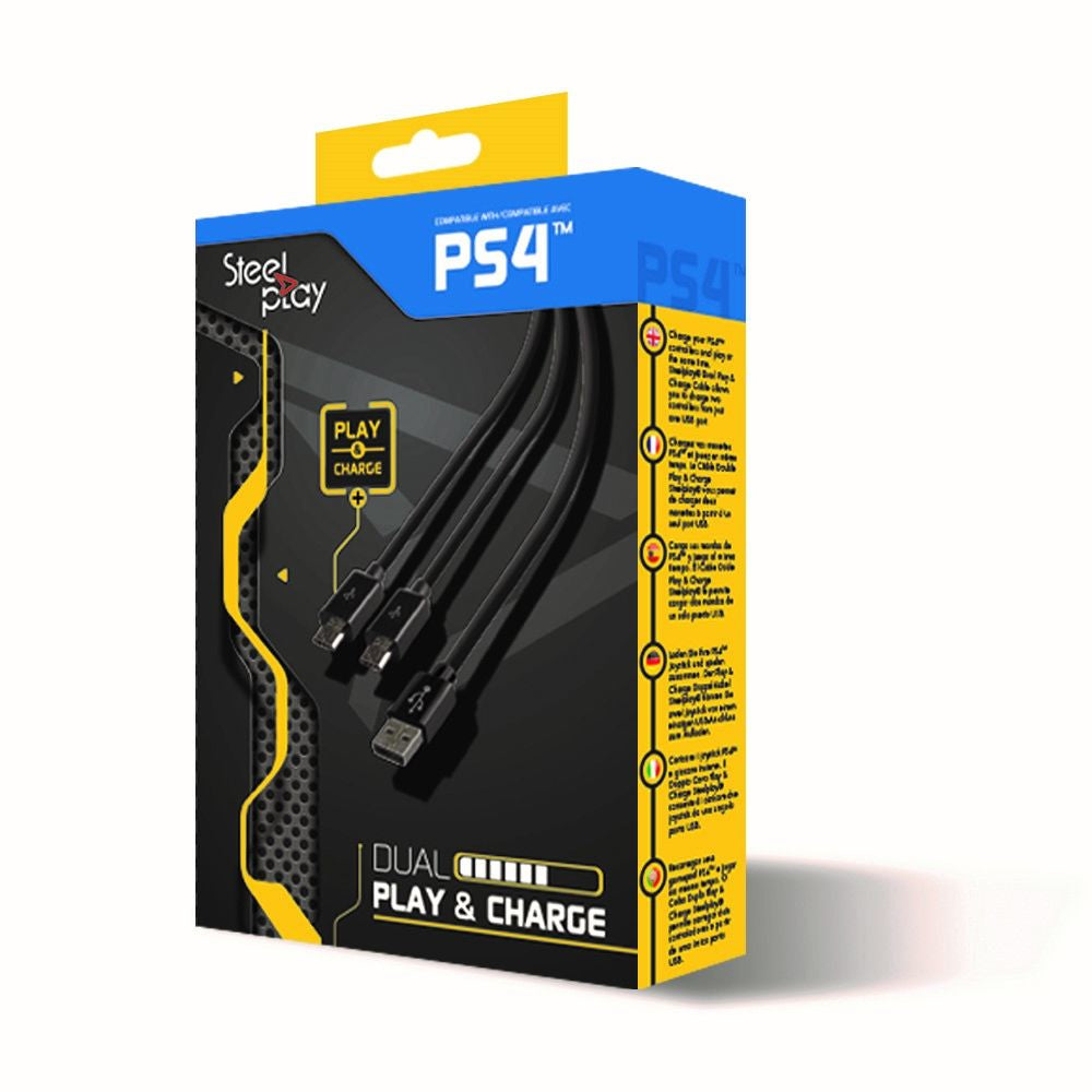 LEXIP X STEELPLAY Cable Dual Play & Charge Pour Manettes Noir PS4