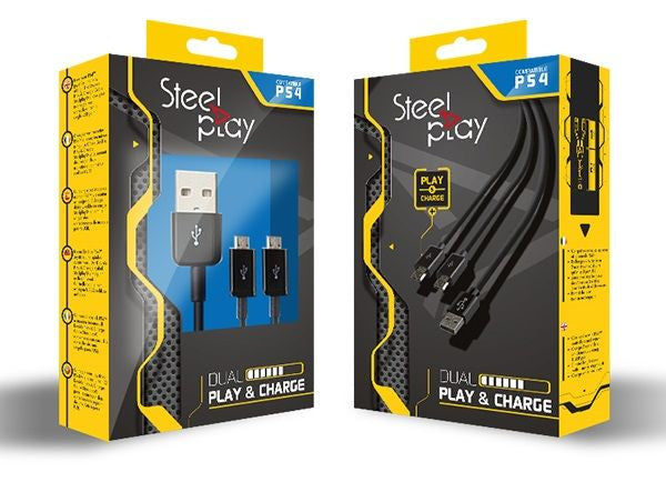 LEXIP X STEELPLAY Cable Dual Play & Charge Pour Manettes Noir PS4