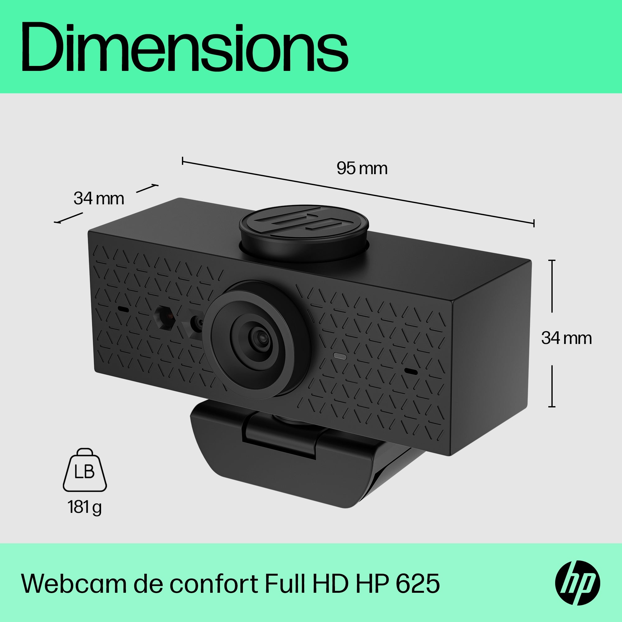 Webcam HP 625 - FHD 1080p 4MP, USB (6Y7L1AA)