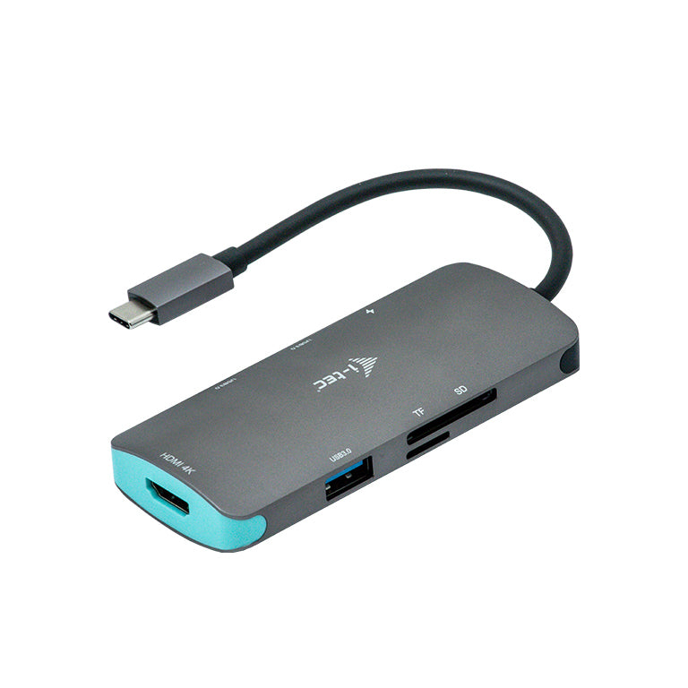 I-TEC USB C Metal Nano Docking Station 1xHDMI 4K 1xSD Cardreader 1xmicroSDCardreader 3xUSB 3.0 Port 1xUSB-C PD sans alimentation