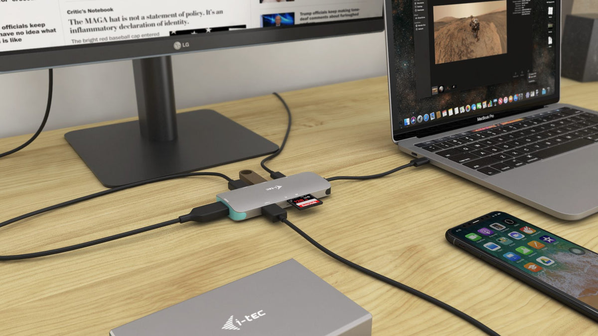 I-TEC USB C Metal Nano Docking Station 1xHDMI 4K 1xSD Cardreader 1xmicroSDCardreader 3xUSB 3.0 Port 1xUSB-C PD sans alimentation