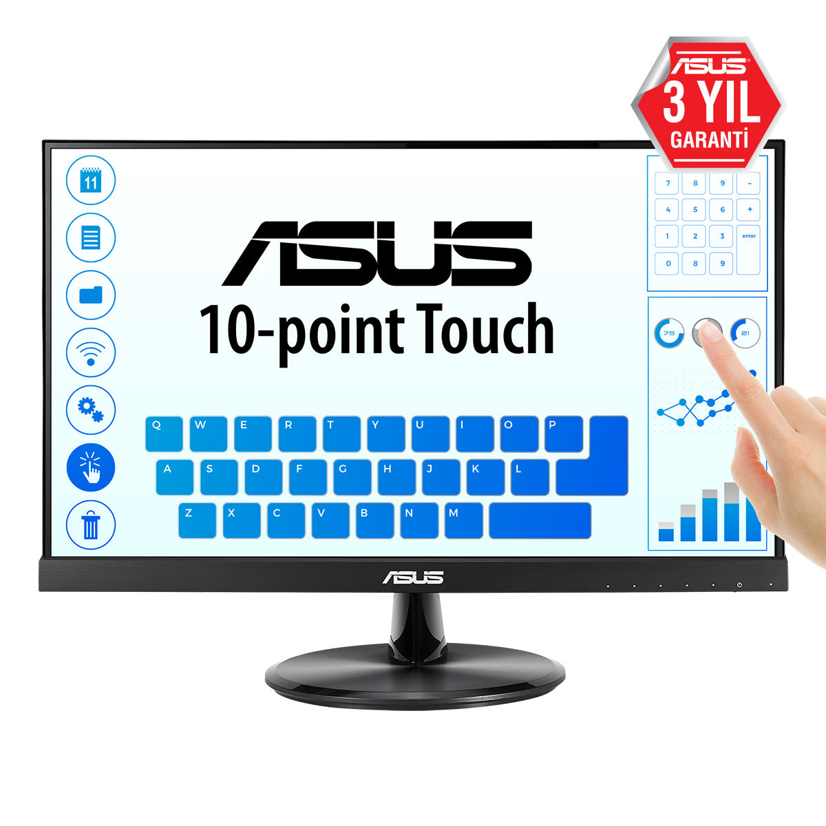 ASUS VT229H 21.5p FHD 1920x1080 IPS 60Hz 16:9 Touch Monitor flicker free Blue light filter HDMI D-Sub Vesa 100x100
