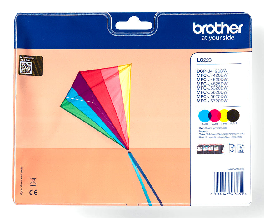 Brother LC-223VALBPDR cartouche d'encre 1 piece(s) Original Noir, Cyan, Magenta, Jaune