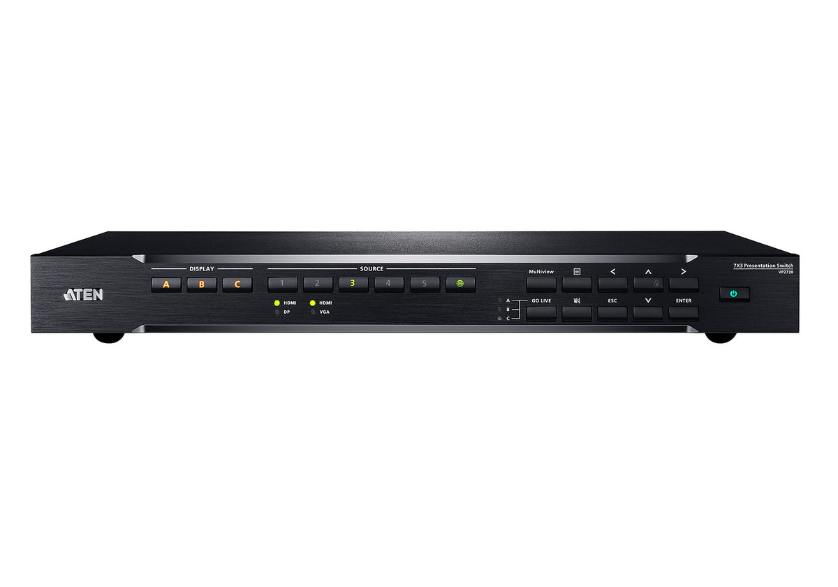 ATEN VP2730 commutateur 7 entrées/3 sorties : DisplayPort, HDMI, VGA, HDBaseT