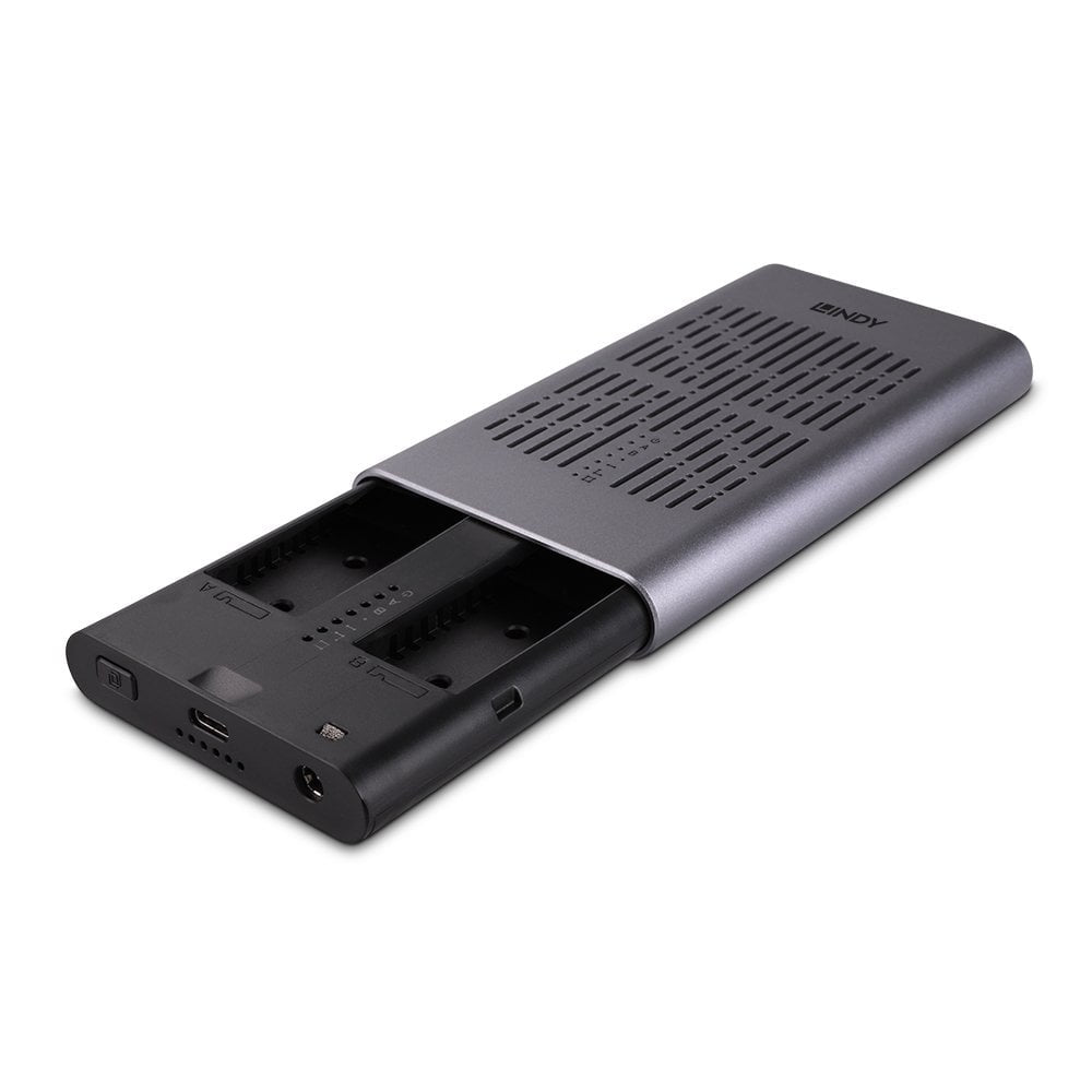 LINDY USB 3.2 Dual M.2 NVMe SSD Enclosure with Clone