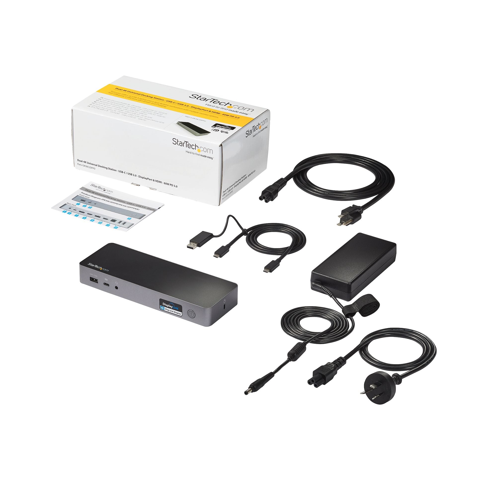 StarTech.com DK30C2DPPDUE station d'accueil Avec fil USB 3.2 Gen 1 (3.1 Gen 1) Type-C Noir, Gris