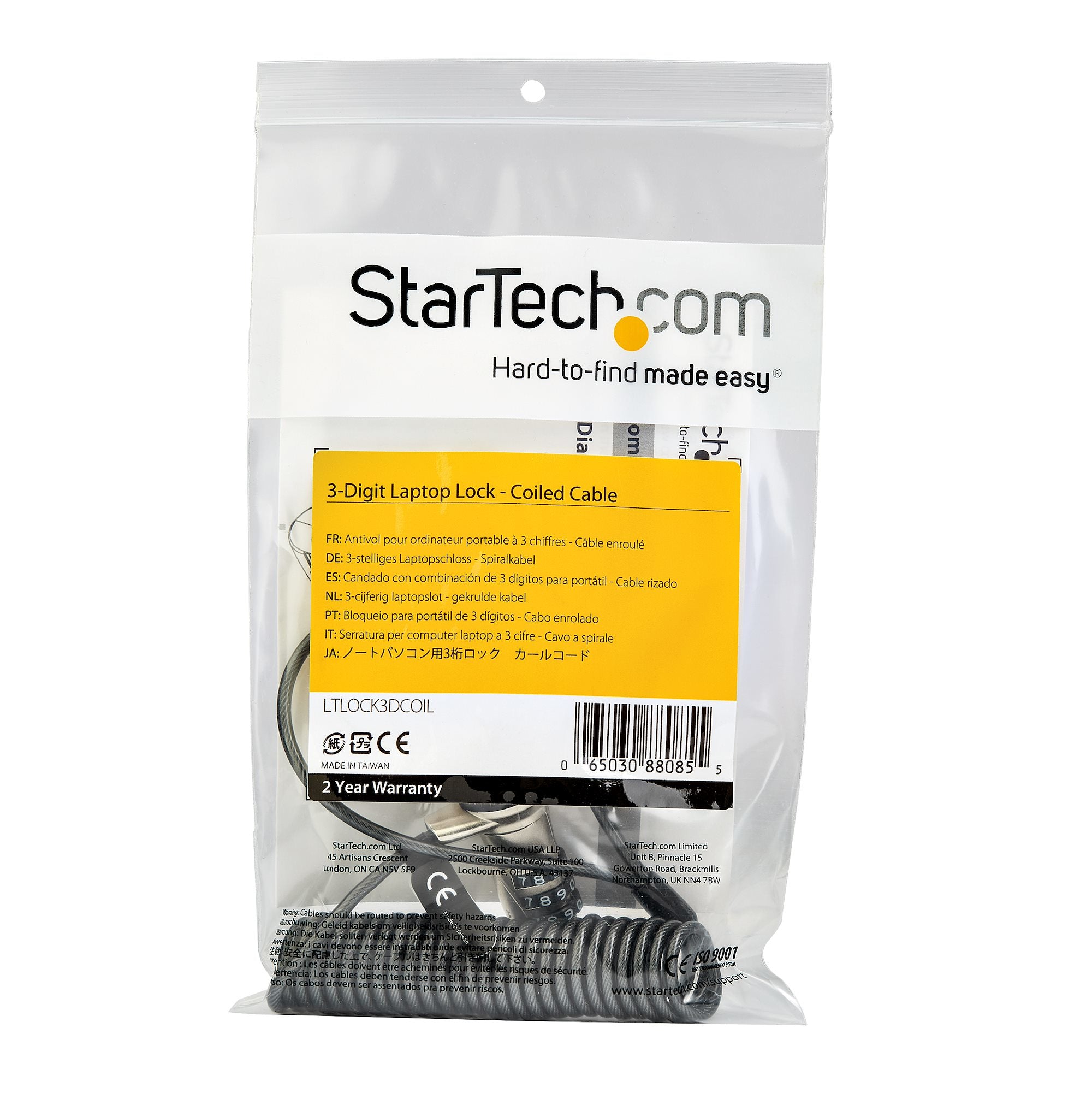 Cable Lock - Self-Coiling Cable Keyless