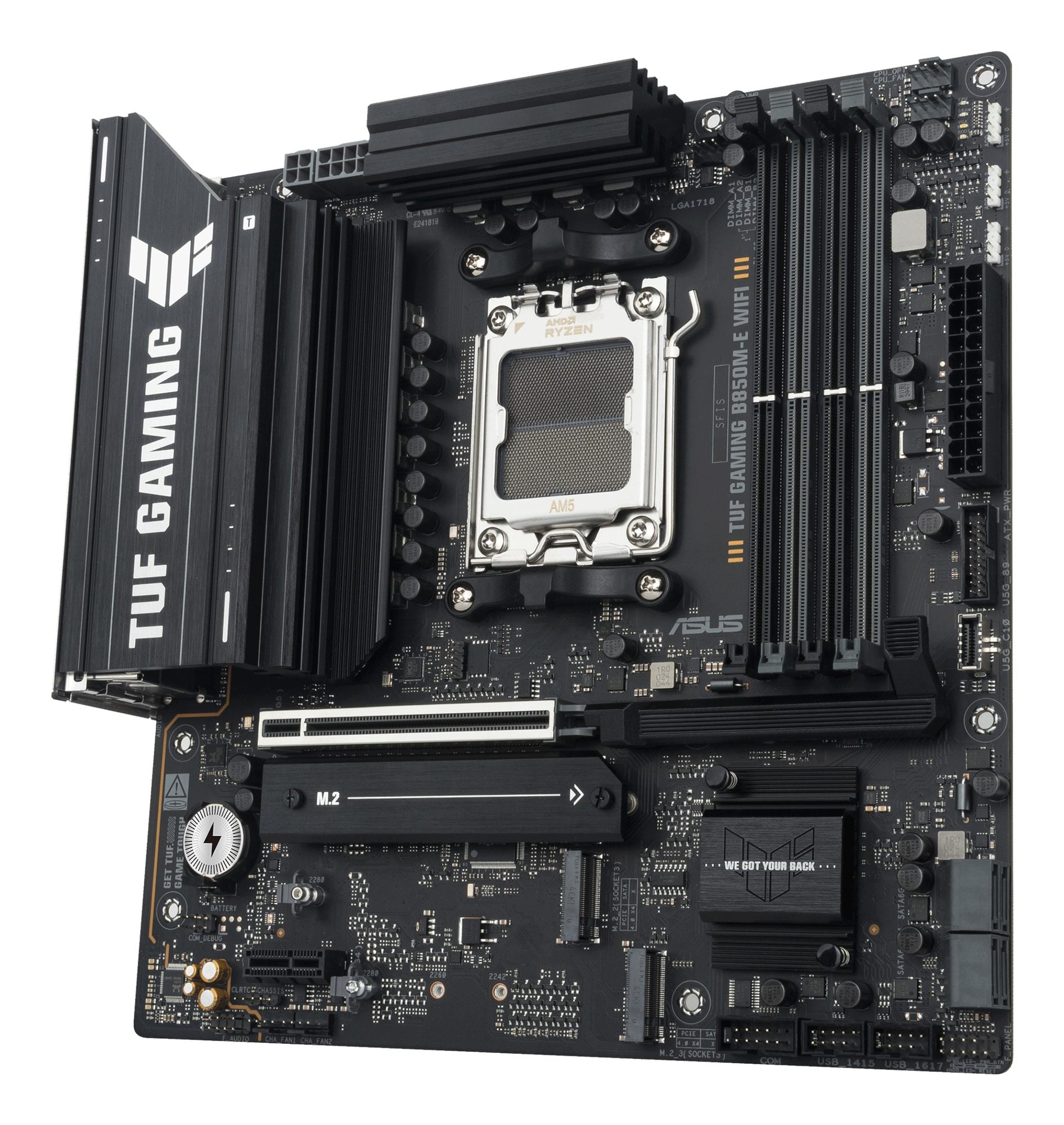 ASUS TUF GAMING B850M-E WIFI AMD AM5 mATX motherboard 4xDDR5 PCIe 5.0 3xM.2 1xHDMI 1xDisplayPort 4xSATA