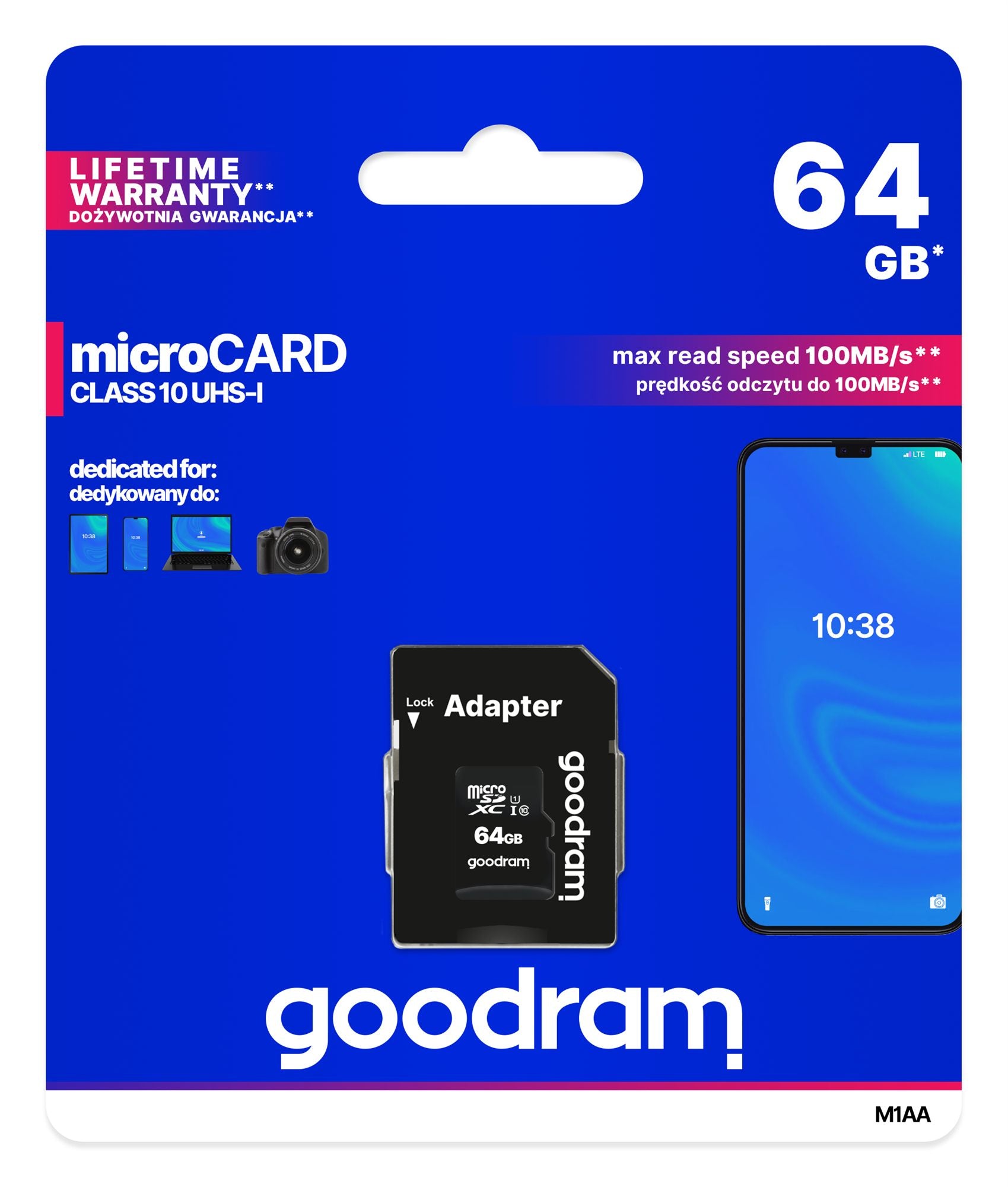 Carte Mémoire GoodRAM 64 Go (Avec Adaptateur carte SD)