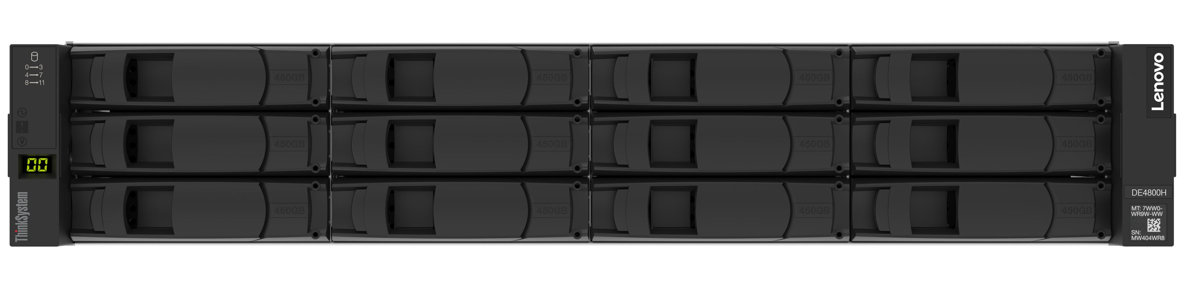 LENOVO ISG ThinkSystem DE4800H 128Go Cache HICless Hybrid Flash Array 2U12 LFF