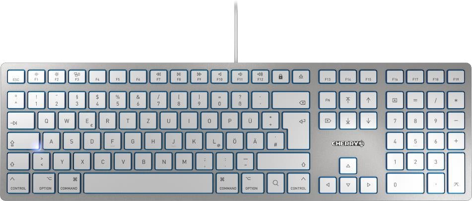 CHERRY Clavier US KC 6000 SLIM FOR MAC USB argent/blanc