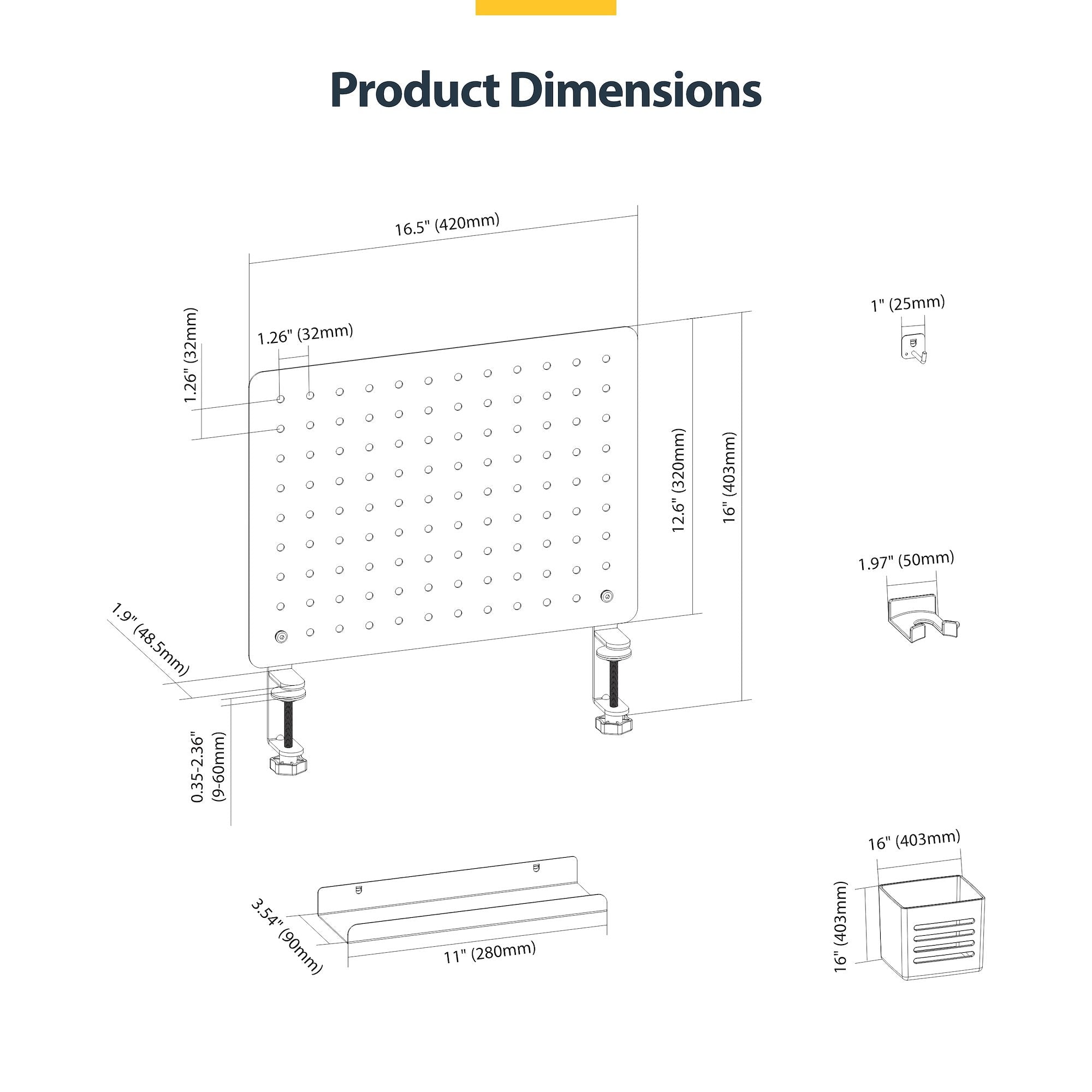Clamp-On Pegboard Desktop Organizer