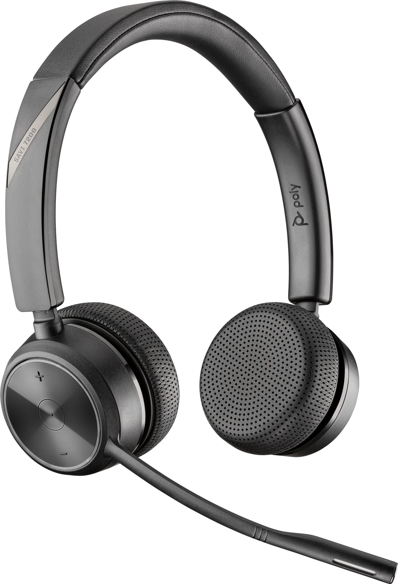 HP Poly Savi 7220 Office Binaural DECT 1880-1900 MHz Headset Sans fil Arceau Bureau/Centre d'appels Socle de chargement Noir