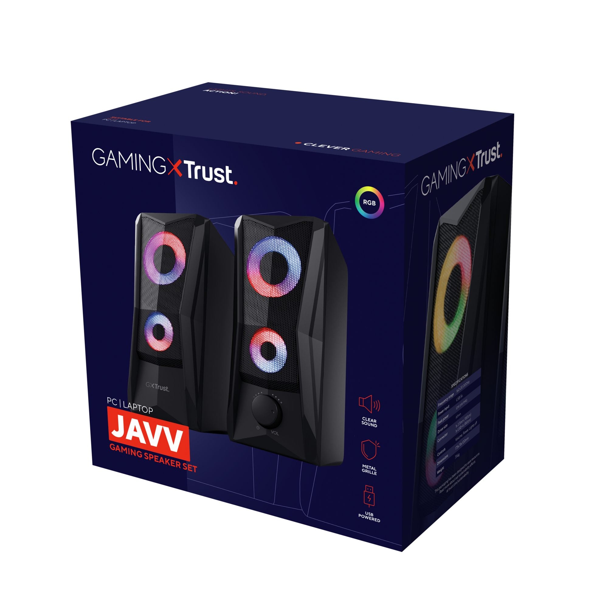 TRUST Enceintes JAVV 2.0 RGB noire