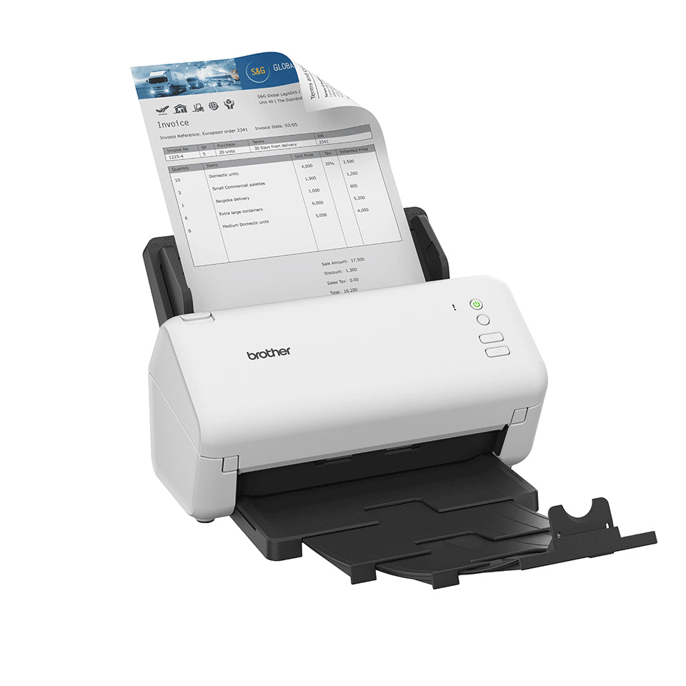 BROTHER ADS-4100 Document scanner Dual CIS Duplex A4 600dpix600dpi 35ppm mono 35ppm colour ADF 60sheets 5250scans USB
