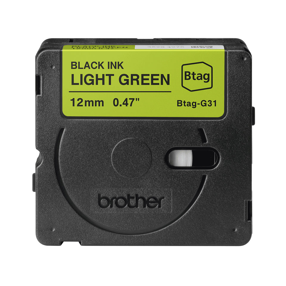 BROTHER 12MM BTAGG31 Tape Black on Light Green