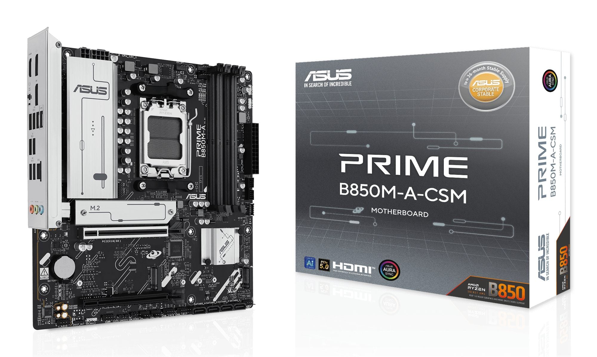 ASUS AMD B850 DDR5 mATX motherboard 1xHDMI 1xDP 3xM.2 4xSATA