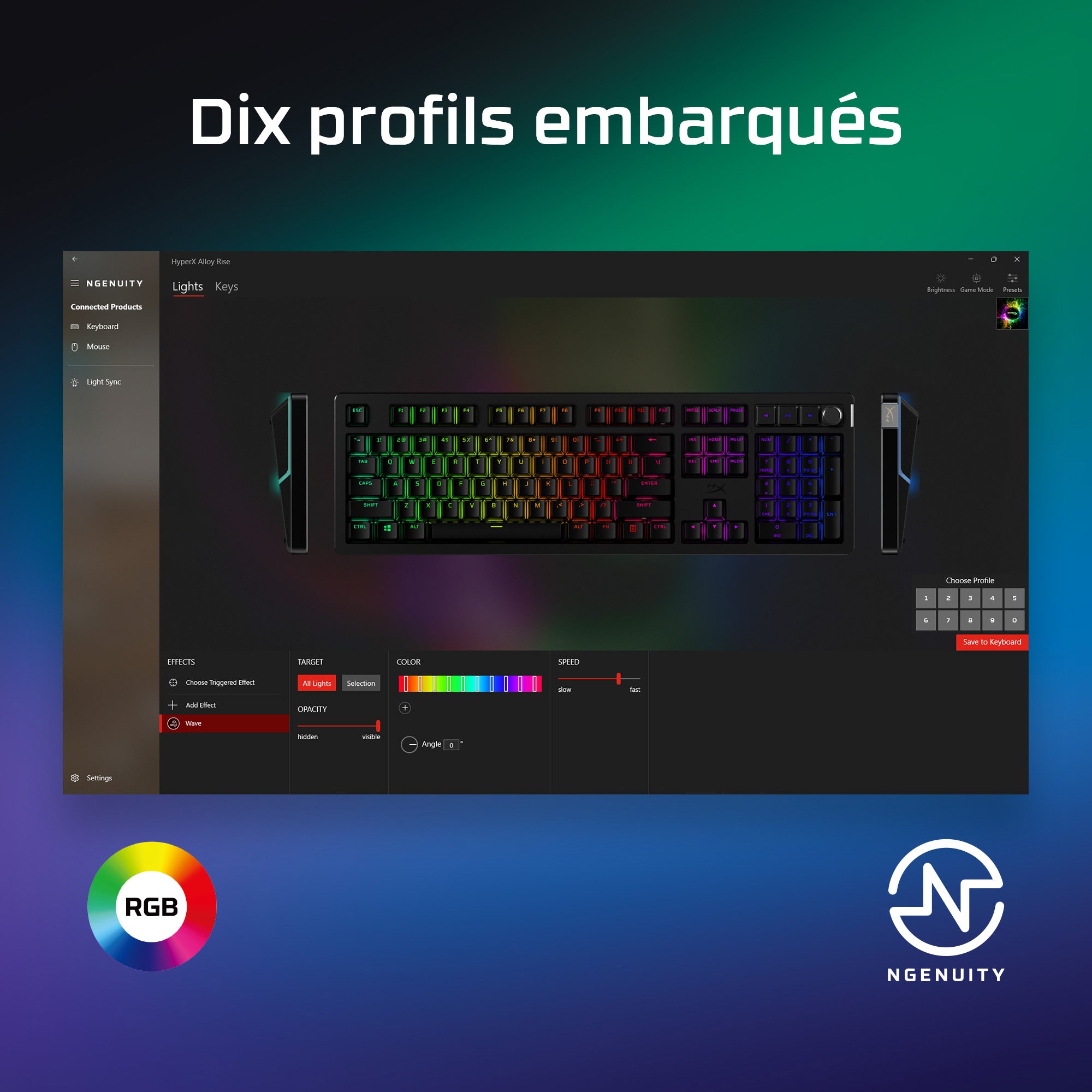 Clavier mécanique HyperX Alloy Rise RGB - Interrupteurs linéaires HyperX - QWERTY US INT