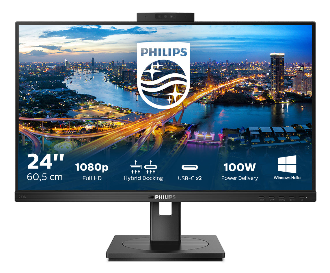 PHILIPS 243B1JH/00 23.8p IPS WLED FHD 1920x1080 16:9 1000:1 250cd/m2 4ms GtG DP/HDMI USB-C 3.2/USB 3.2/Display Link