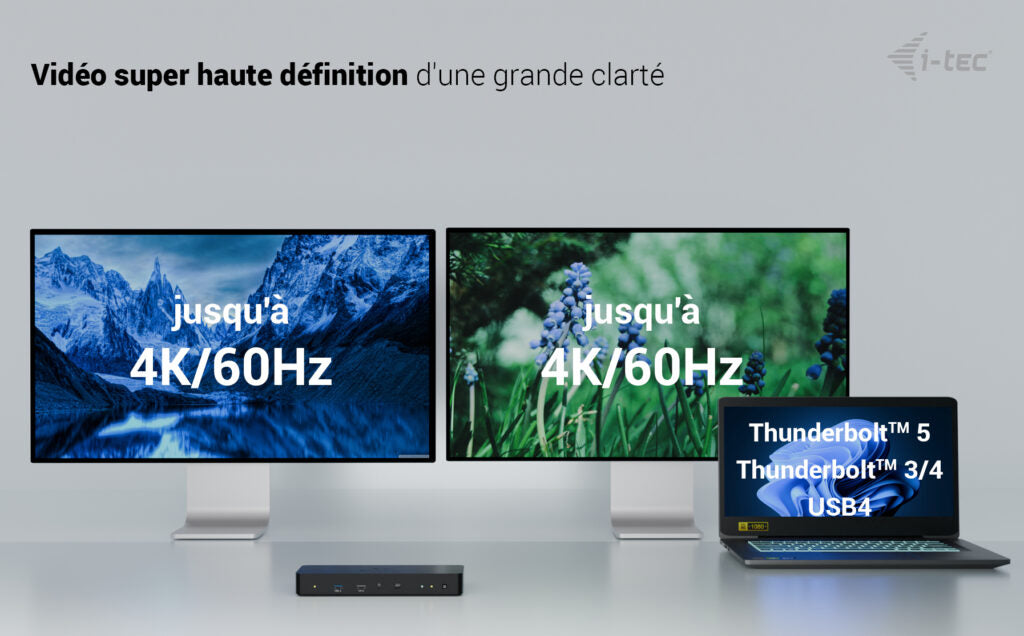 I-TEC Thunderbolt 4 Intelligent Dual Display DS 1x TB4 2x DP 1x GLAN 1x USB-C Gen2 3x USB-A Gen2 1x USB 2.0 1x Audio/Mic PD 90W KL