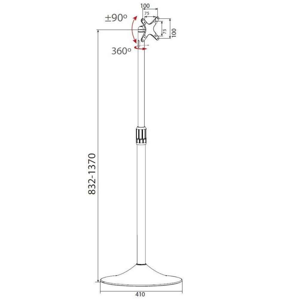 "Support de sol Techly ICA-TR10 pour téléviseurs de 13 a 27"", jusqu'a 22 kg, réglable"