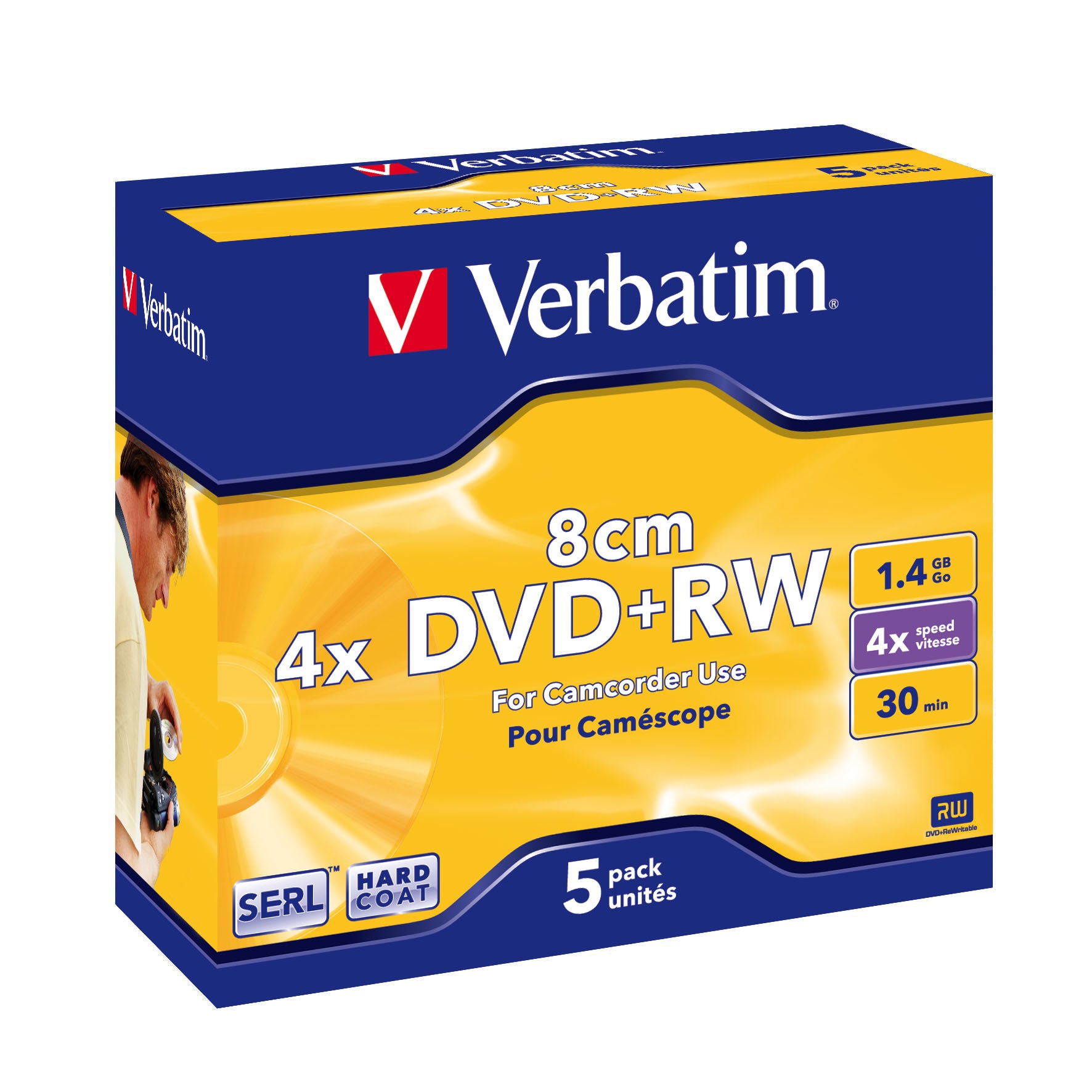 DVD-RW/1.46GB 4xspd 8cm Jewel Case 5pk