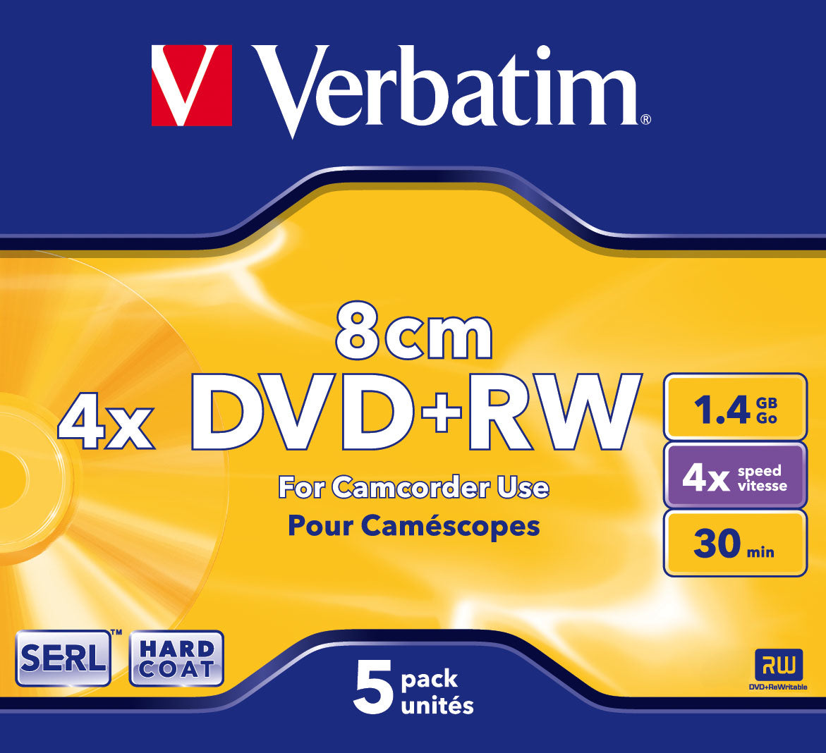 DVD-RW/1.46GB 4xspd 8cm Jewel Case 5pk