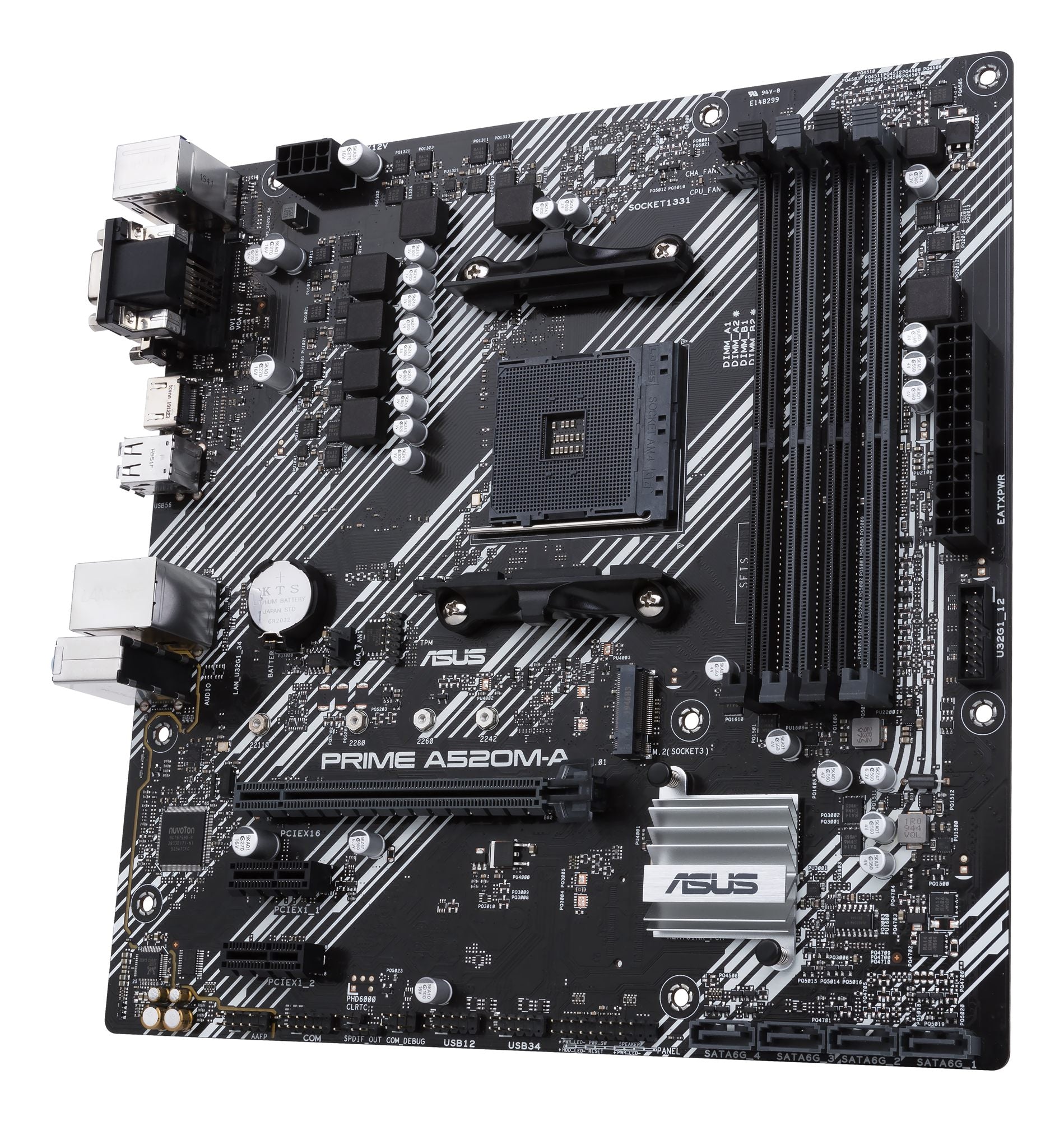 ASUS PRIME A520M-A II/CSM AMD A520 Socket AM4 mATX motherboard features M.2 DP HDMI D-Sub SATA 6 Gbps USB 3.2 Gen 1 ports