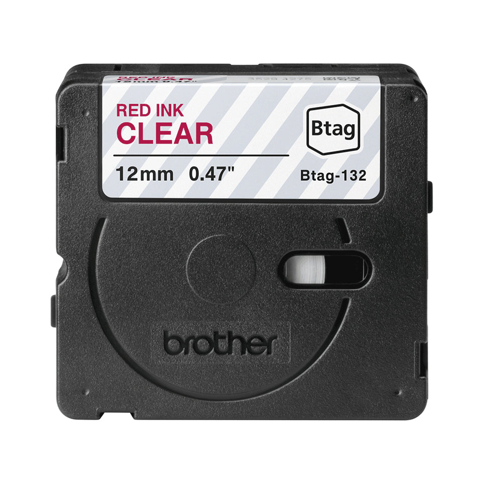 BROTHER BTAG132 Ribbon 12MM Red on Transparent