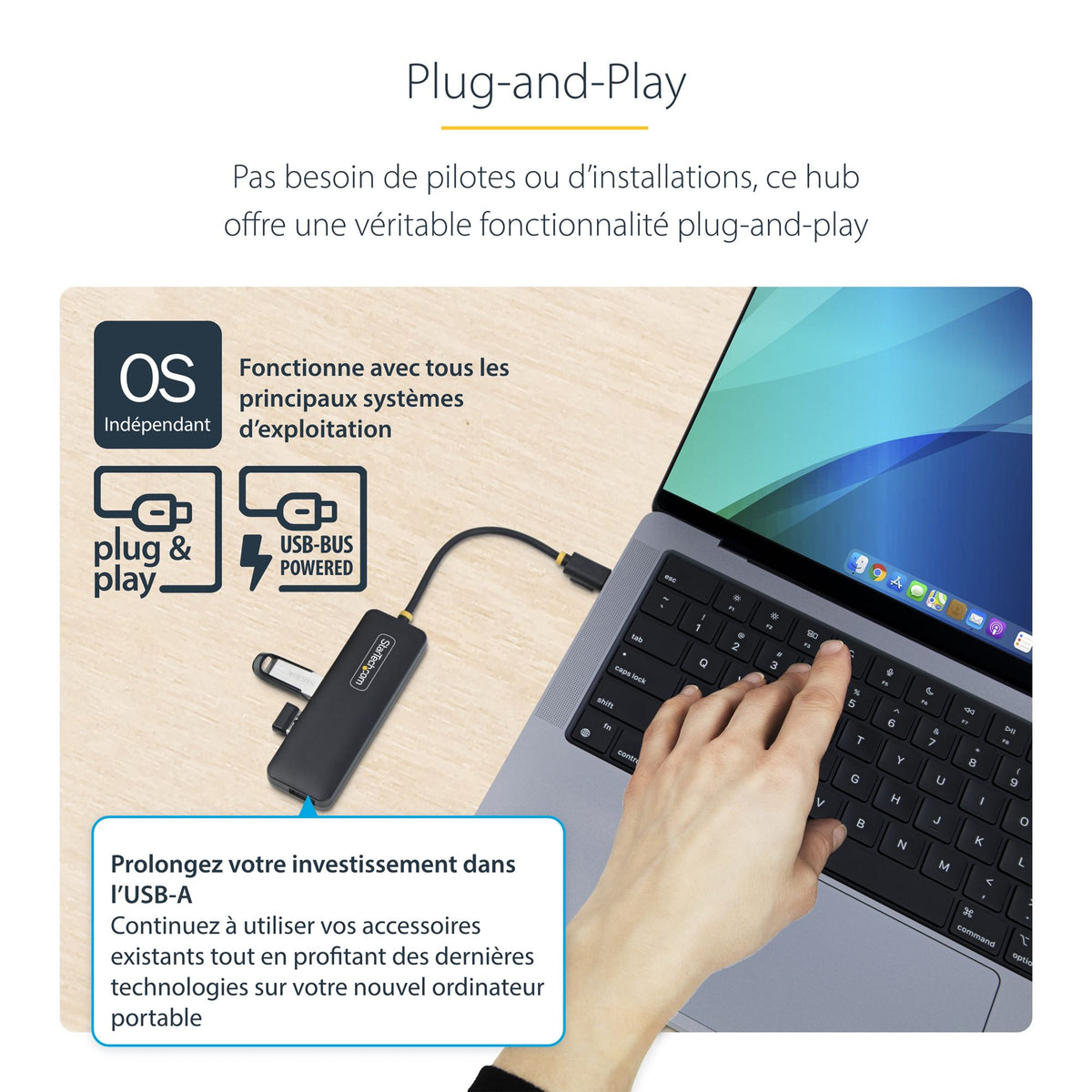 4-Port USB-C Hub Bus Powered 5Gbps