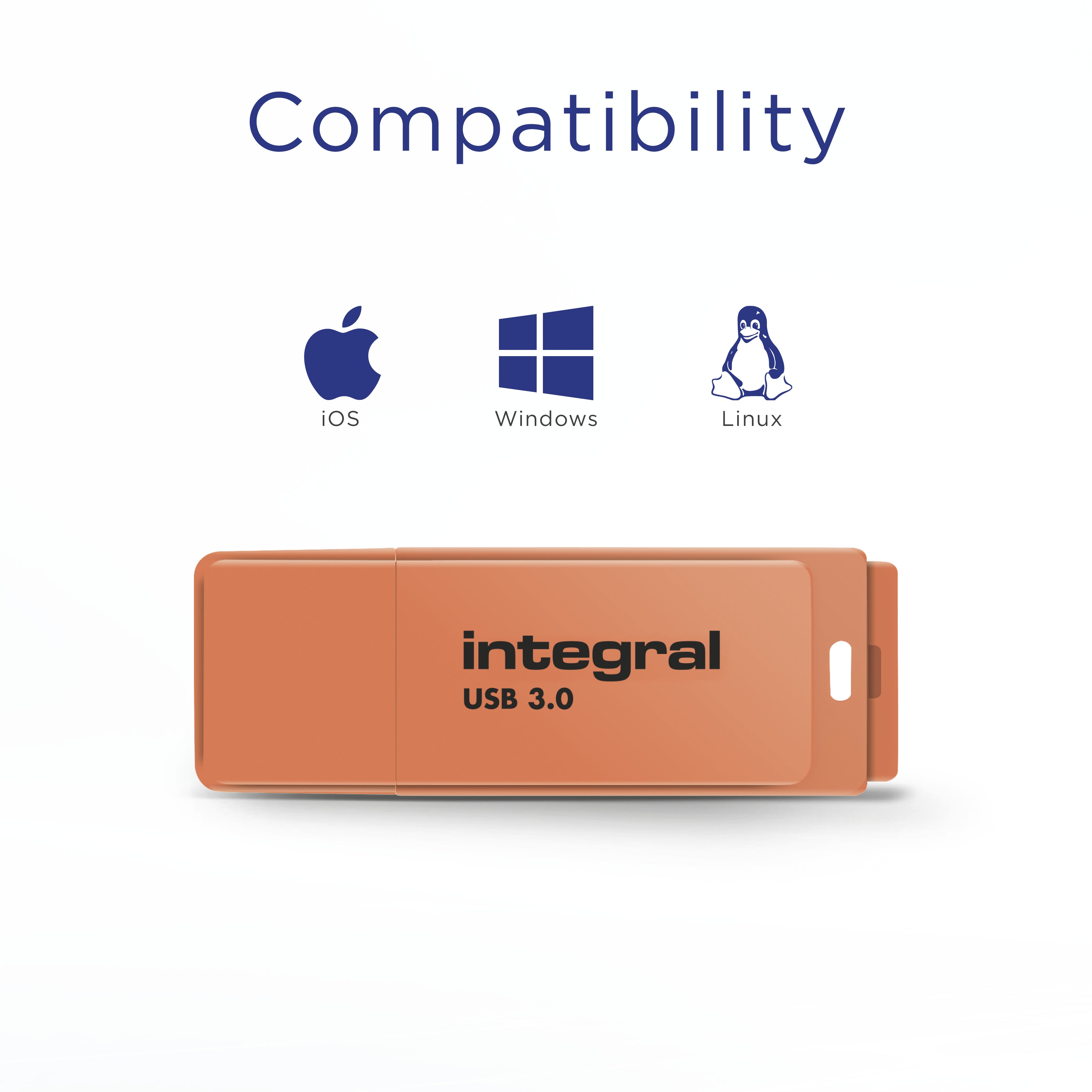 USB Flash Drive NEON USB 3.0 ORANGE 64GB