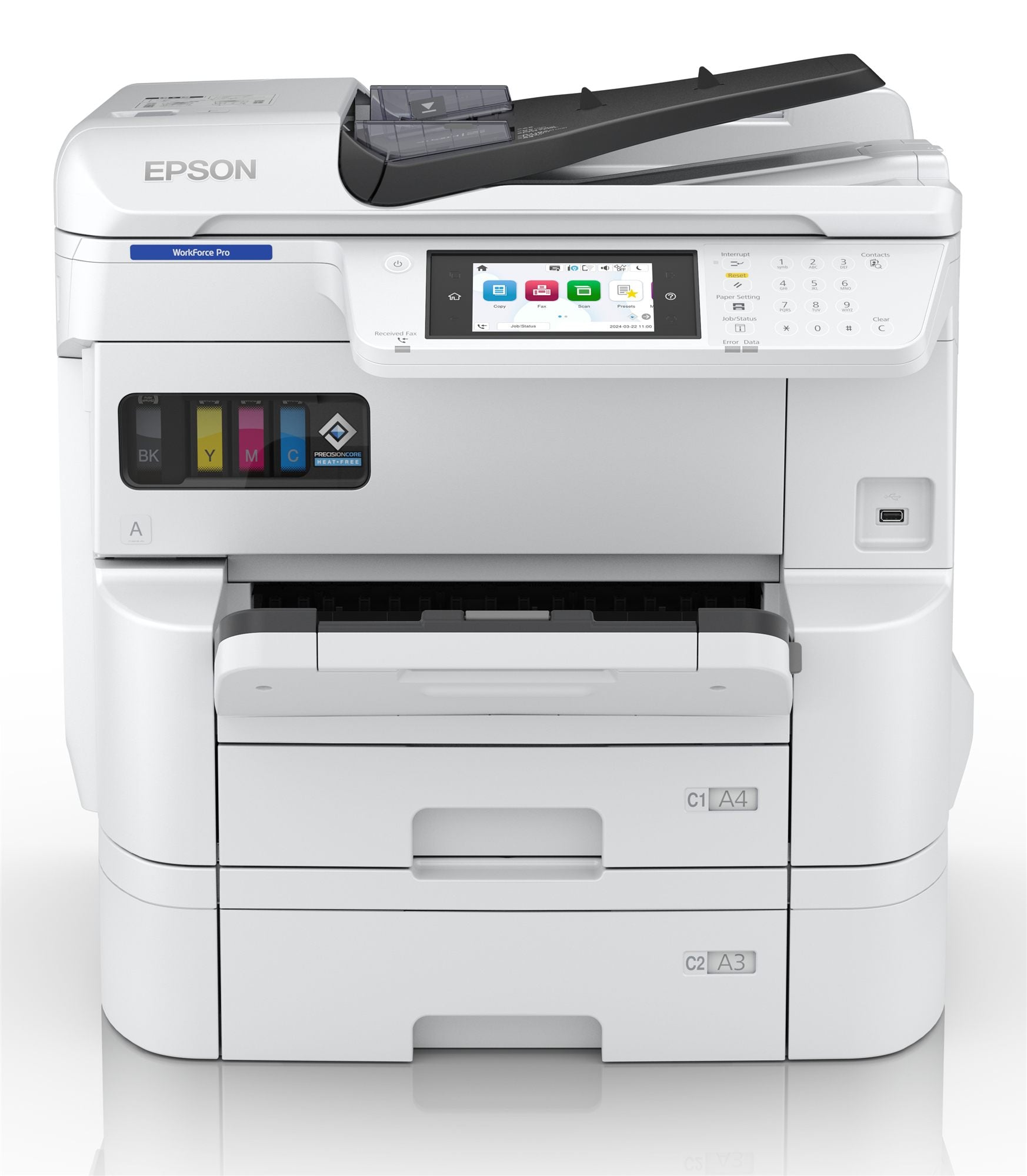 EPSON WorkForce Pro EM-C7100DWF MFP colour inkjet A3 297x420mm A3 22ppm Copy 25ppm Print 335sheets LAN Wi-Fi USB