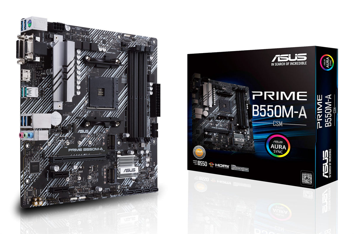 ASUS Prime B550M-A/CSM - AMD - Emplacement AM4 - AMD Ryzen™ 3 de 3e génération - AMD Ryzen 5 de 3e génération - DDR4-SDRAM - 128 Go - DIMM